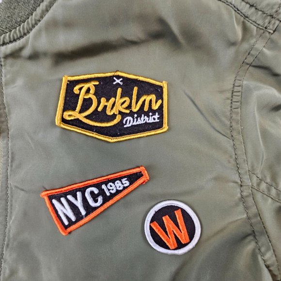 H&M Jacket Girl's 10-12Y Green Skateboard Brooklyn NYC Skaters Full Zip Patches - Picture 4 of 12